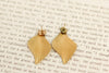 Gold Tone Rippled Leaf Drop Earrings