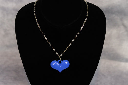 Plastic Blue Heart Chain Necklace