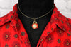 Vintage Red/Clear Rhinestone Flower Pendant Necklace