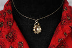Vintage Red/Clear Rhinestone Flower Pendant Necklace
