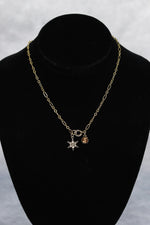 Star and Amber Glass Rhinestone Pendant Necklace