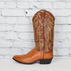 Men's Vintage Justin Orange & Brown Ostrich Leather Western Cowboy Boots - 6-1/2 D