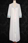 Vintage 2 Pc White Nylon Ribbon Accent Nightgown Robe - M