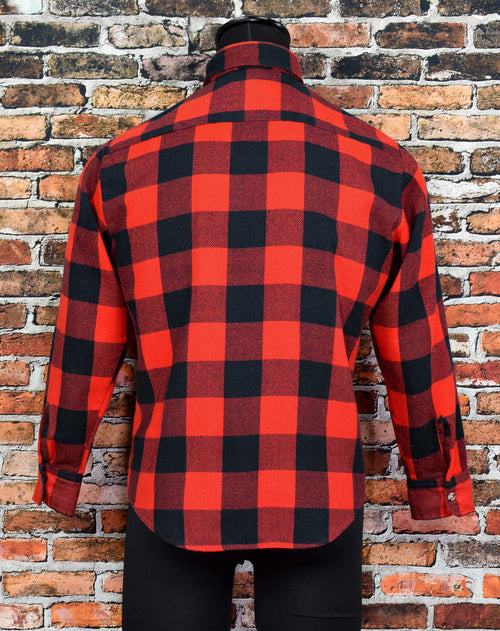 Vintage 90s Red & Black Checkered SEARS Perma-Prest Sportswear Flannel Shirt - M