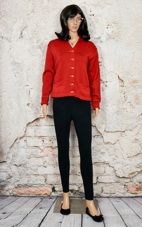 Women's Vintage Red Cardigan Sweater