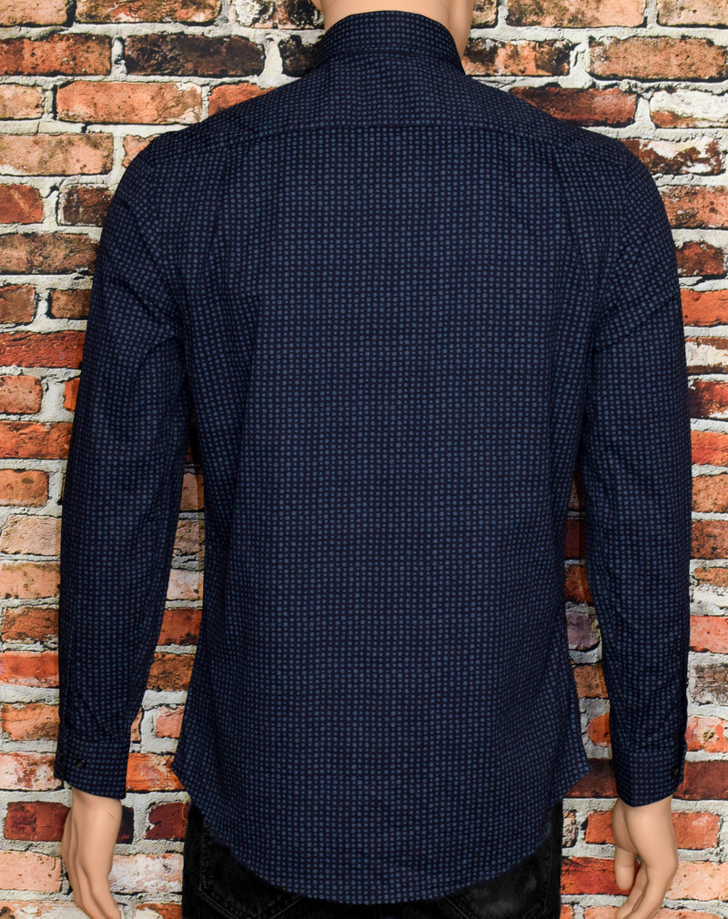 Black & Bluish-Grey Polka-dot BEN SHERMAN Long Sleeve Button Up Shirt - 15 32-33