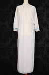 Vintage 2 Pc White Nylon Ribbon Accent Nightgown Robe - M