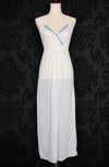 Vintage 2 Pc White Nylon Ribbon Accent Nightgown Robe - M