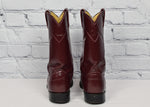 Men's Vintage Justin Burgundy Leather Roper Cowboy Boots - 6-1/2 B