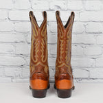 Men's Vintage Justin Orange & Brown Ostrich Leather Western Cowboy Boots - 6-1/2 D
