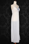 Vintage 2 Pc White Nylon Ribbon Accent Nightgown Robe - M