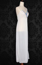 Vintage 2 Pc White Nylon Ribbon Accent Nightgown Robe - M