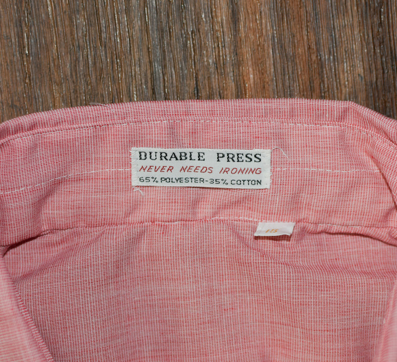 Vintage 60s Red DURABLE PRESS Button Up Shirt - 15