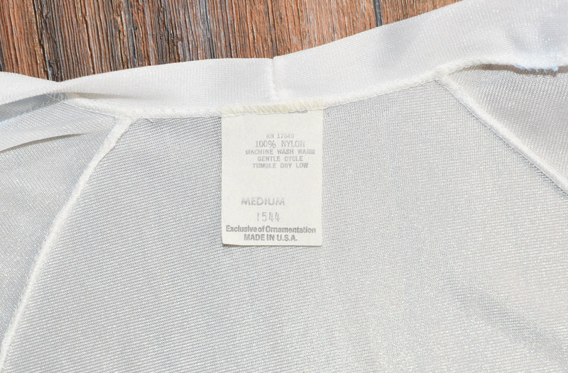 Vintage 2 Pc White Nylon Ribbon Accent Nightgown Robe - M