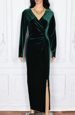 Vintage Amanda Lane Green Velvet Formal Dress - 12