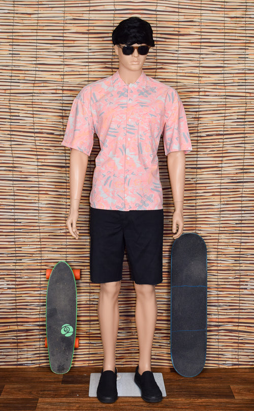 Men's Vintage Surf Gear Pink/Gray Hawaiian Shirt - XL