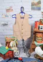 Boy's Vintage CHS Casualheir Sportswear Tan Polyester Suit Vest
