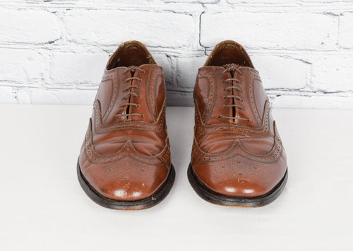 Men's Vintage Florsheim Imperial Brown Wingtip Brogue Oxford Dress Shoes - 9 D
