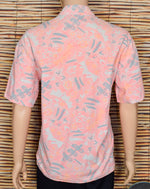 メンズ ビンテージ サーフギア ピンク/グレー ハワイアン シャツ - XL