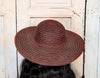 Vintage Italian Red & Black Striped Woven Straw Hat