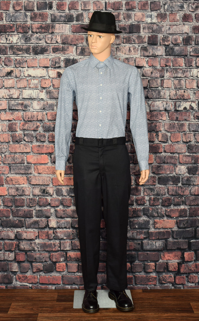 Men's Original Penguin Heritage Slim Fit Blue Floral Long Sleeve Button Up Shirt - 17-1/2
