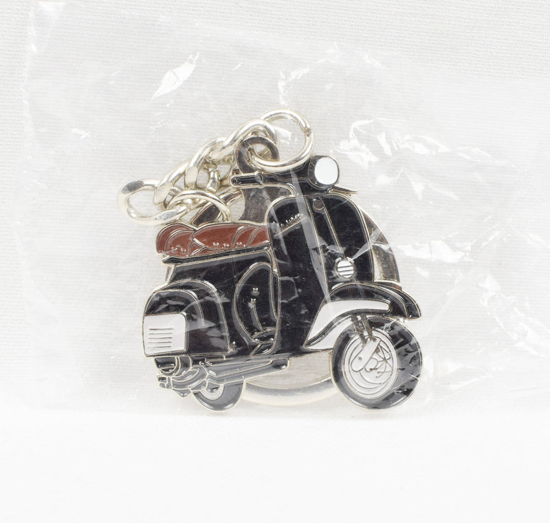 NEW Black & Brown Vespa Scooter Enamel Key Chain