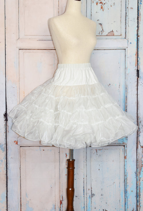 Vintage 50s White Nylon Tulle Underskirt Crinoline