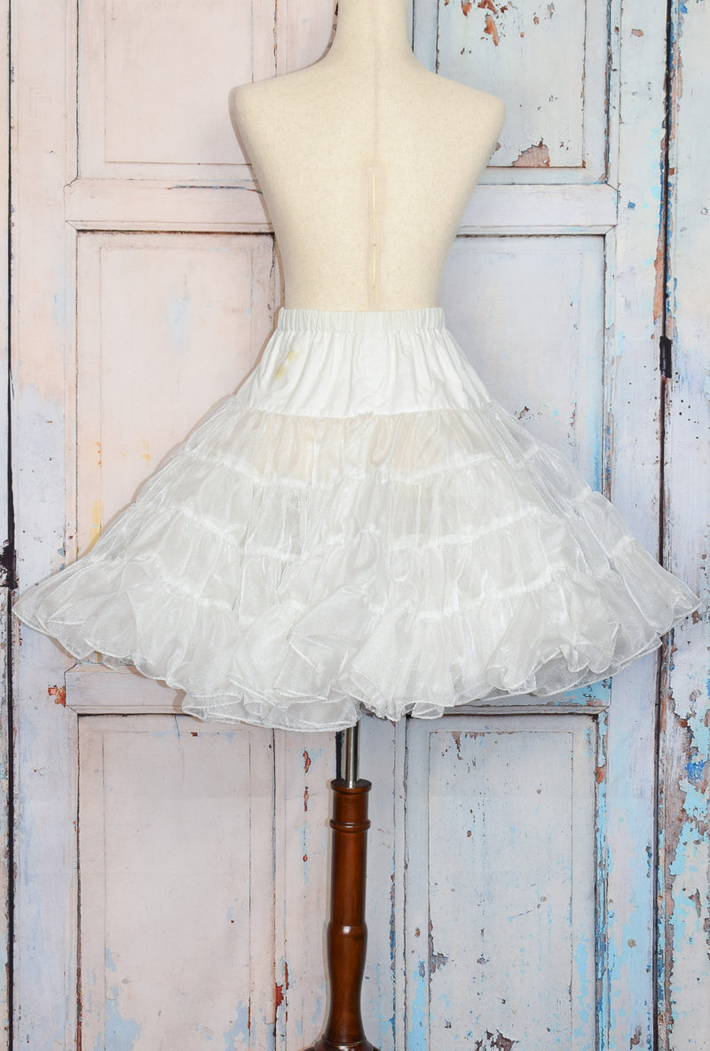 Vintage 50s White Nylon Tulle Underskirt Crinoline