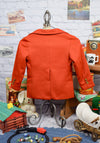 Vintage Boy's Red-Orange Polyester Suit Blazer