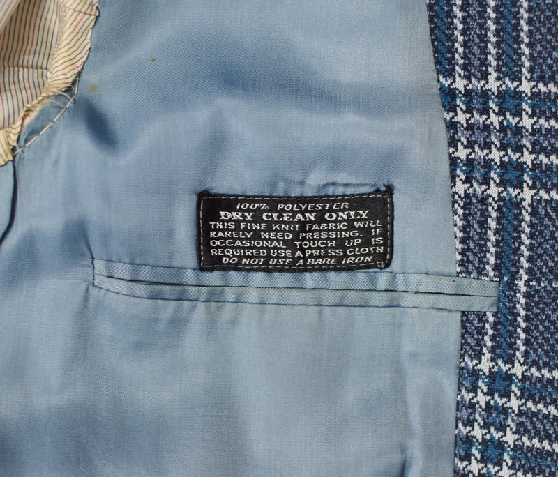 Men's Vintage 60's Kingsridge Blue Plaid Polyester Blazer - 42 Reg.