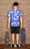 Men's Vintage 70s Kai Nani Blue Hawaiian Shirt - XL