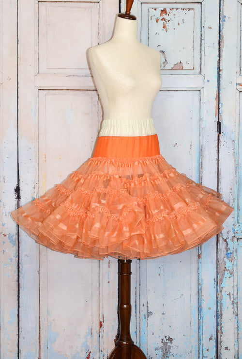 Vintage 50s Coral Orange FASHIONS BY NITA SMITH Nylon Petticoat Crinoline