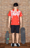 Men's Vintage 80's Shoreline Hawaii Red Floral Hawaiian Shirt - M