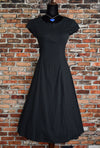 Women's Vintage Jody California Black/Blue Polka-dot Midi Dress - 7/8