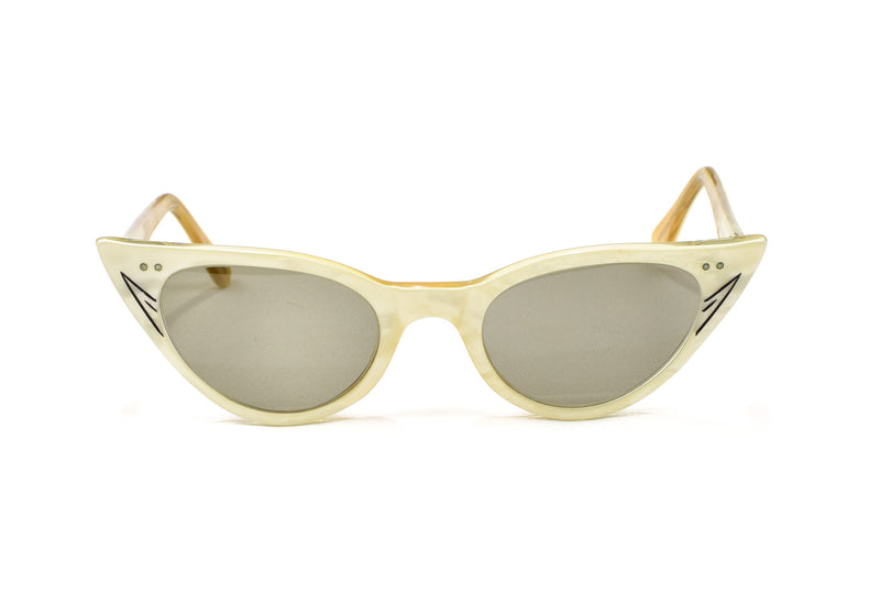 Vintage 50s White Marble Inspired Cat Eye Sunglasses