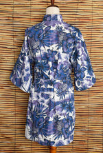 Women's Vintage Blue/Purple Hawaiian Floral Made in Hawaii Robe w/ Tie - One Size