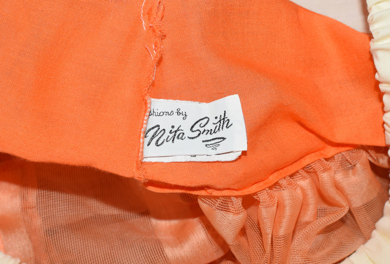 Vintage 50s Coral Orange FASHIONS BY NITA SMITH Nylon Petticoat Crinoline