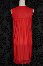 Women's Red Nylon Lace Accent Nightgown