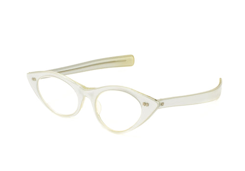 Vintage 50s White Cat Eye Glasses w/ Star Detailing