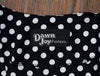 NEW W/ TAGS  Vintage Dawn Joy Black and White Polka-dot w/ Accent Bow Dress -3/4
