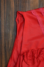 Women's Red Nylon Lace Accent Nightgown