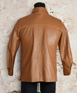 Vintage 80's Brown FINGERHUT FASHIONS Faux Leather Snap Button Jacket - 16