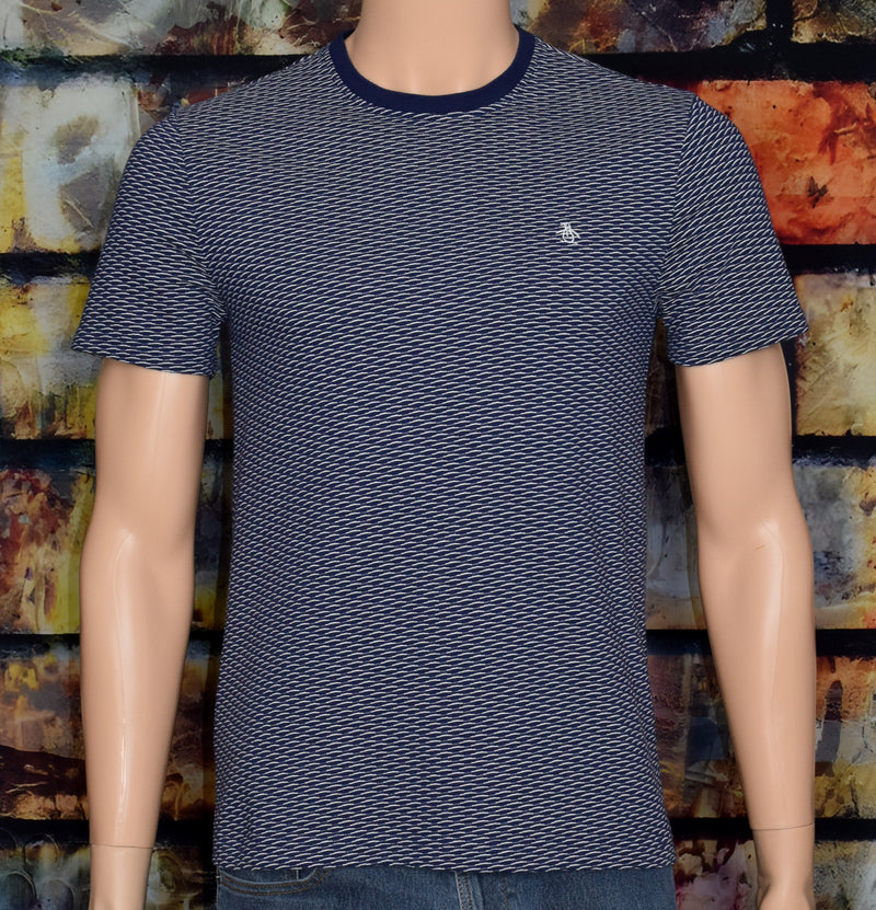 Dark Blue Geometric ORIGINAL PENGUIN Short Sleeve T-Shirt - M