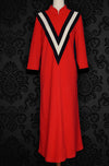 Women's Vintage 70s/80s Red Black & White V-Striped Polyester Housecoat