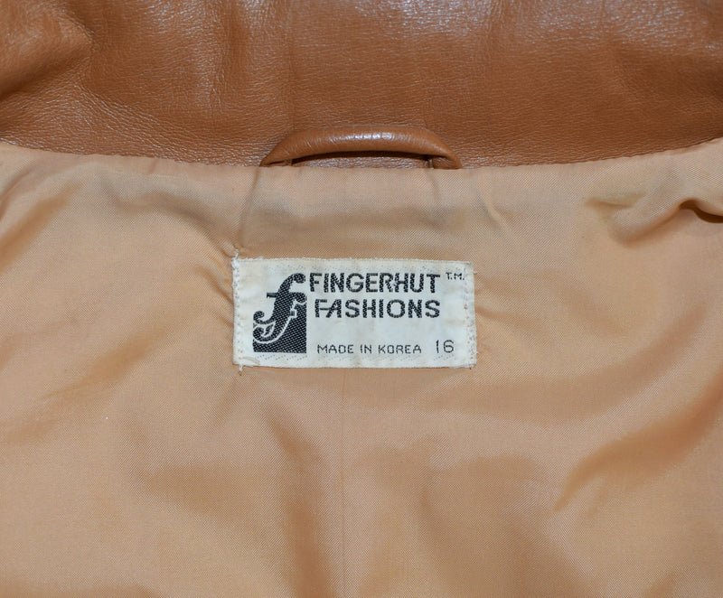 ビンテージ レディース フィンガーハット ファッション ブラウン フェイク レザー スナップ ボタン ジャケット - 16