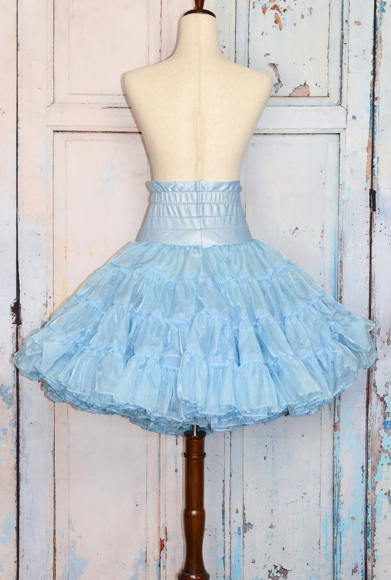 Vintage 50s Baby Blue Nylon Tulle Underskirt Crinoline