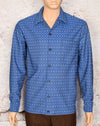 Vintage 70's Blue Geometric Diamond Shape UNBRANDED Long Sleeve Shirt