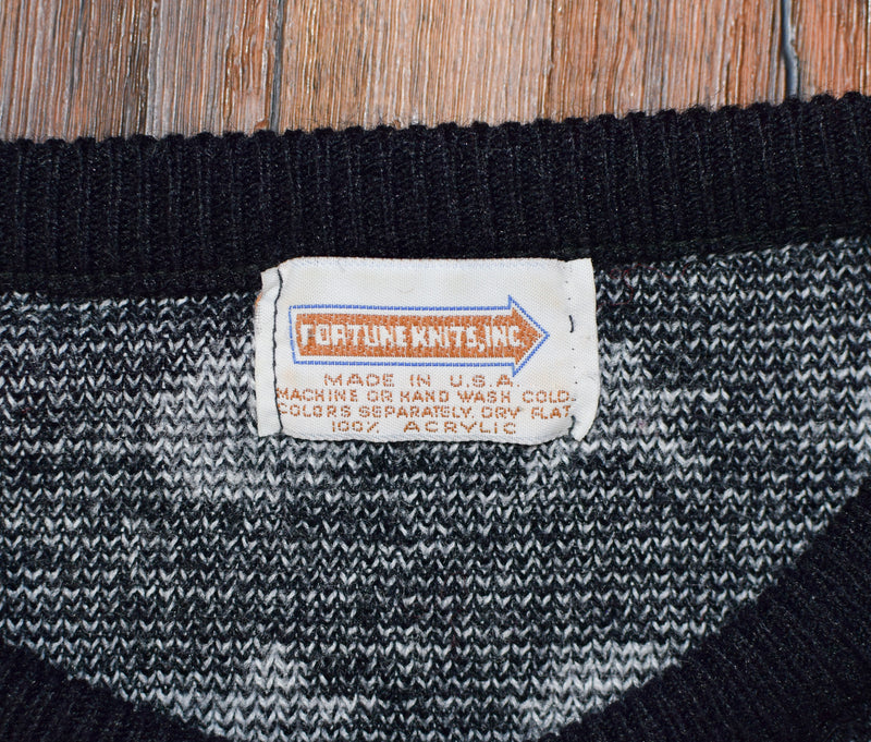 レディース Vintage Fortune Knits, Inc. ブラック/ホワイト スターズ &amp; サークル プルオーバー セーター