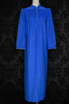 Women's Vintage 70s Vassarette Front Zipper Blue Polyester Long Sleeve Housecoat - Sm