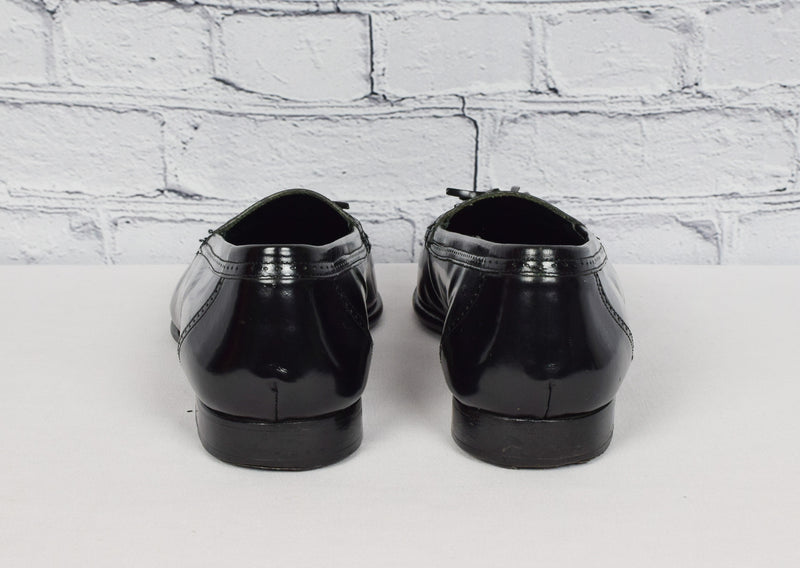 Men's Vintage Johnston & Murphy Black Tassel Loafer Dress Shoes - 9-1/2 M